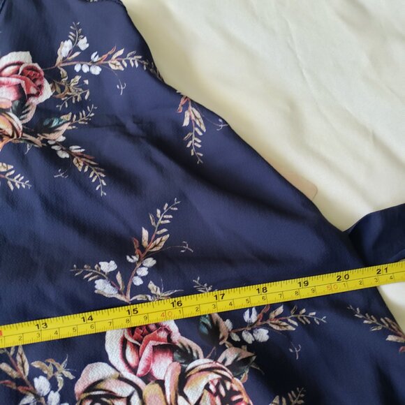 Italia Moda Floral A-Line Sleeveless Belted Lace Trim Mini Dress - Picture 6 of 9